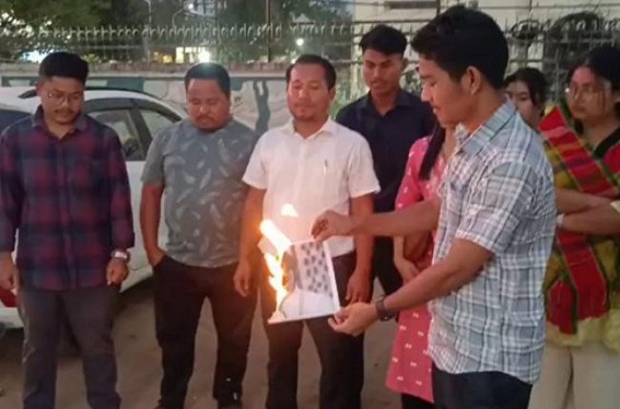 TSF Burnt CM Manik Saha’s Photo As He Opposed Roman Script for Kokborok Language TSF Burnt CM Manik Saha’s Photo As He Opposed Roman Script for Kokborok Language