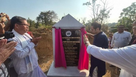 Foundation stone laid for 500 seated community hall costing Rs. 4 crores in Paharpur. TIWN Pic Feb 16 Foundation stone laid for 500 seated community hall costing Rs. 4 crores in Paharpur. TIWN Pic Feb 16