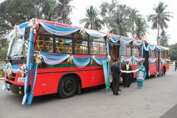 Trial run of Guwahati-Shillong-Dhaka bus flagged off Trial run of Guwahati-Shillong-Dhaka bus flagged off