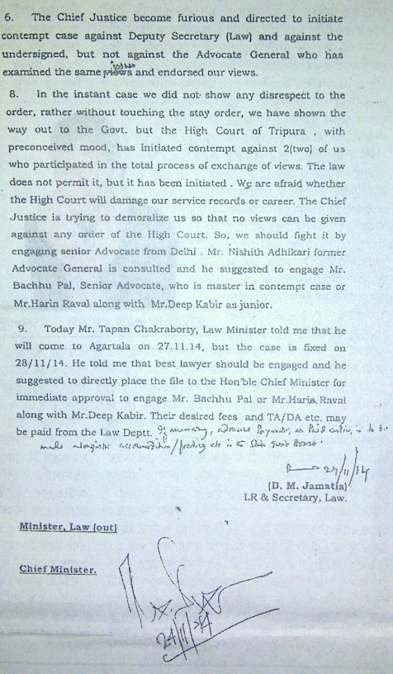 How can a Law Secretary label Hon. Chief Justice instructions as ' Preconceived'? Is D.M.Jamatia ' on the verge of losing his job' : Law Secretary following arrogant attitude like his patron ?
