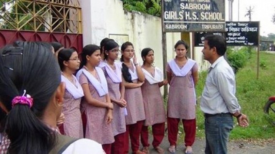 Sabroom Girls HS School Students boycott classes, demanding Subject Teachers