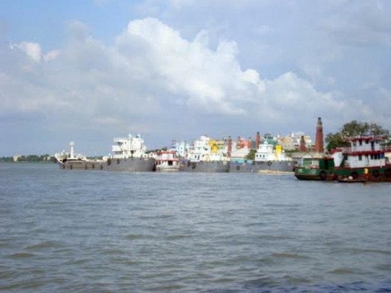 First consignment of food grains for Tripura has reached the Ashuganj river port in Bangladesh