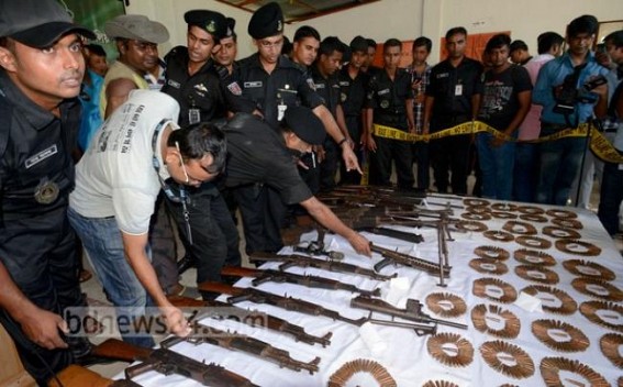 RAB finds huge weapons cache in Satchharhi  :This is where the headquarters of the now weakened All Tripura Tiger Force was located  