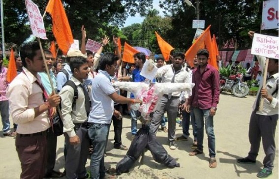 Protest Rally organized by ABVP ASSAM against attack by SFI upon BJP karyakartas in Dharmanagar