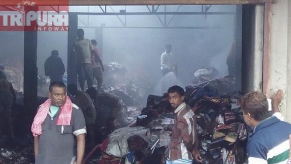 Panic grips as fire broke out in Dharmanagar , about 8 shops gutted in fire