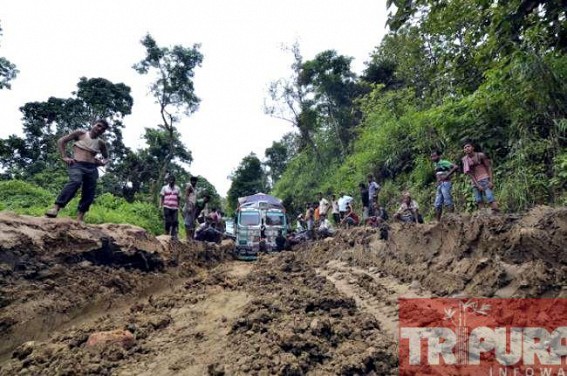 Tripura facing shortage of basic amenities, fuel : NH-44 turns into a muddy paddy field