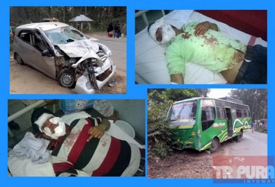 Road mishap left 5 seriously injured