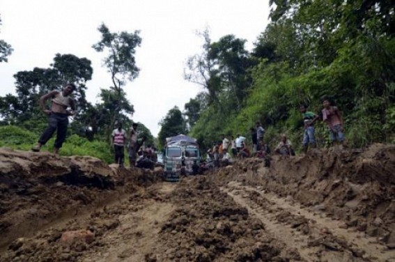 Assam - Agartala highway broken: Tripura facing acute scarcity of everyday essential goods and fuel.