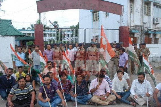 Congress stages dharna against Police 'failure' to stop atrocities against women in Tripura Congress stages dharna against Police 'failure' to stop atrocities against women in Tripura