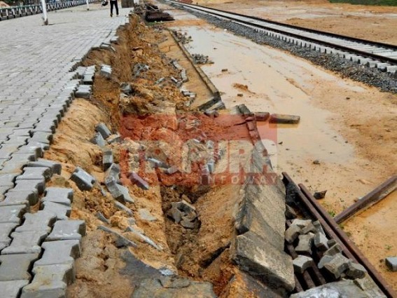 NFR Railway corruption : Dharmanagar railway station's 800 metre long platform collapsed due to rain, poor quality material, construction led to disaster