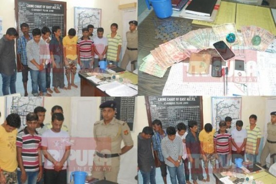 Gambling racket on a rise in state: Tripura police busted gambling racket on Monday, 10 gamblers arrested from the city, cash worth Rs 20,820 seized from the spot, police conducting further interrogation