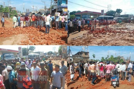 Deplorable roadways under Tripura PWD created mass anger among common men : Public blocked National Highway protesting against pathetic road condition since years, businessmen claimed for heavy financial losses in 2015-16 FY