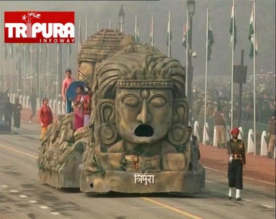 Patriotic fervour marks R-Day celebrations across Tripura : Tripura's heritage tableau 'Unakoti' draws nation's attention
