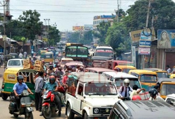 Massive traffic jam throughout the day at Agartala Massive traffic jam throughout the day at Agartala