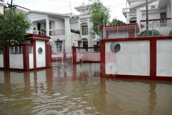 Tripura's  Urban Development Minister's house has gone under water