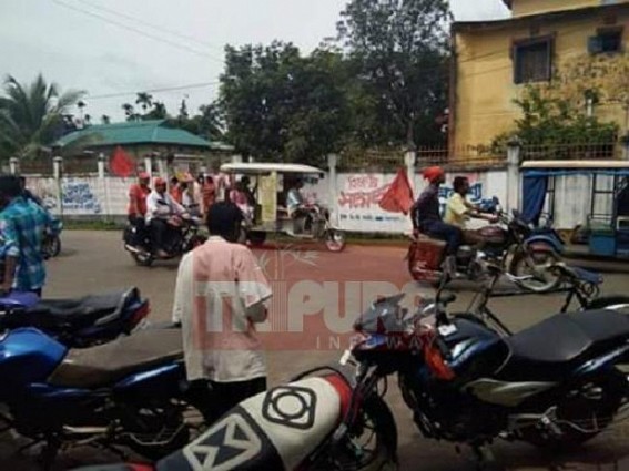 Tripura political bike rallies going without helmets