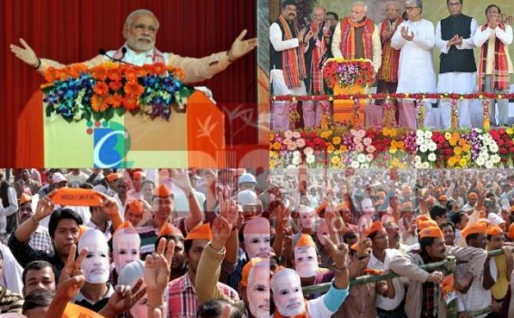 BJP set to all guns blazing in Tripura ; Narendra Modi to campaign 4 times in 2018 Assembly Poll ; BJP finalizes list of VVIP campaigners ; Tough challenge for  Manik Sarkar's supremacy