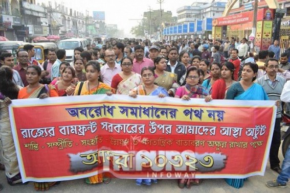 Manik Sarkarâ€™s Obedient Terminated Teachers launch protest-rally to reshape CPI-Mâ€™s Punctured Image after road-blockade