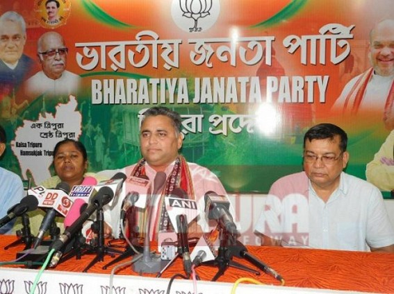 Sunil Deodhar addressing media at BJP Office. TIWN Pic July 17
