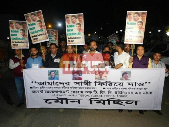 Tripura Bankers protest demanding rescue of kidnapped Bankers Tripura Bankers protest demanding rescue of kidnapped Bankers