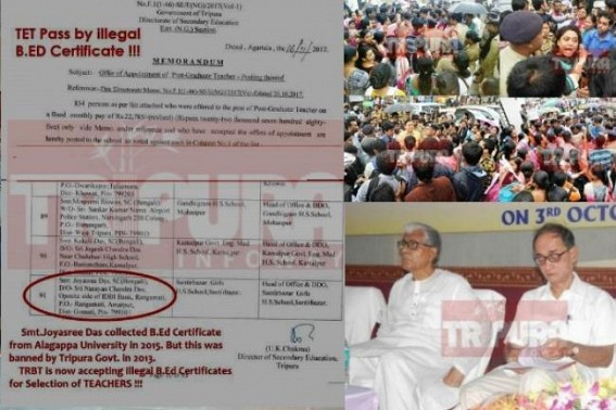Demands denied by Tripura Govt to Upload Teachers Details with B.Ed Colleges names in Govt Website : TIWN receiving allegations of Fake-B.Ed degrees