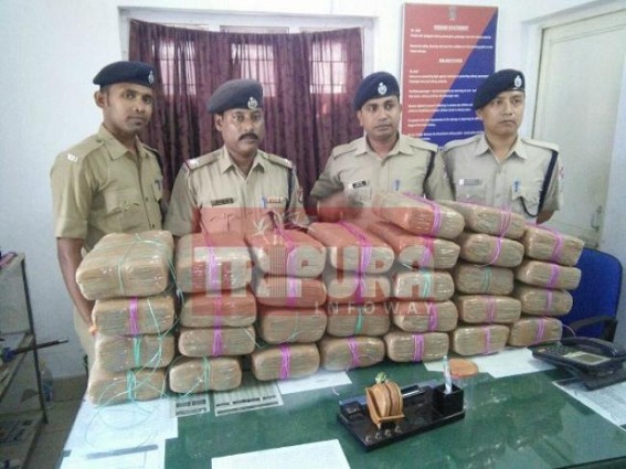 Police recovered Rs. 3 lakhs of ganja from Agartala-Kolkata Express