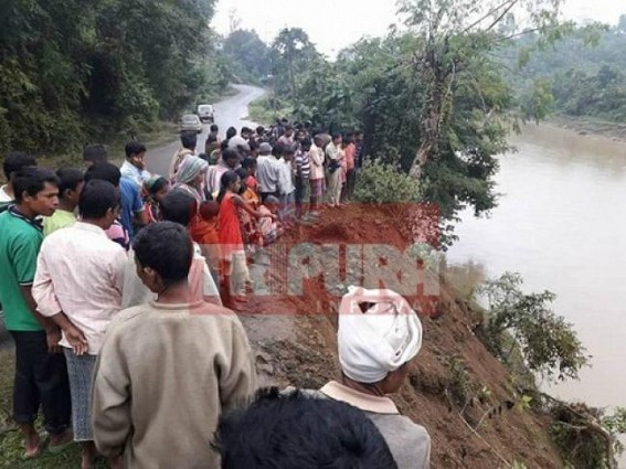 12 wheeler truck falls in Khowai river, 3 injured 12 wheeler truck falls in Khowai river, 3 injured