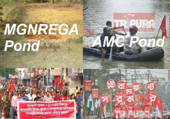 CPI-M's Pond-Miracles ! Embezzlement of MGNREGA funds in the name of Pond-digging under Tulashikhar Panchayat : With half done work Govt declaring ponds as completed CPI-M's Pond-Miracles ! Embezzlement of MGNREGA funds in the name of Pond-digging under Tulashikhar Panchayat : With half done work Govt declaring ponds as completed