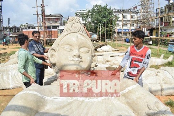 Preparation on peak to create world's tallest Durga at Agartala Preparation on peak to create world's tallest Durga at Agartala