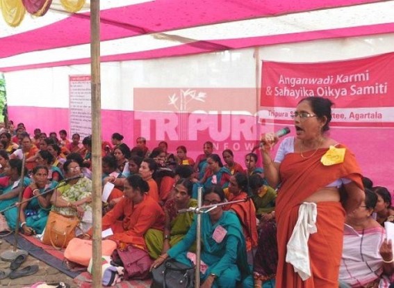 Anganwadi workers demand Rs. 18,000 salaries per month Anganwadi workers demand Rs. 18,000 salaries per month