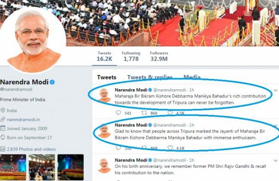 Modi tweets praising Maharaja Bir Bikram couldn't escape controversy