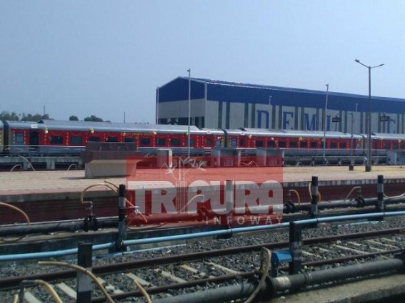 Rajdhani Express decorated, garlanded at Agartala Railway Station for historical journey Rajdhani Express decorated, garlanded at Agartala Railway Station for historical journey