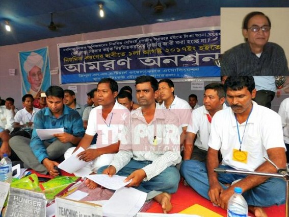 Tapan says regularization of SSA employees not possible ; HRD Ministry's guidelines and RTI reply tells regularization possible Tapan says regularization of SSA employees not possible ; HRD Ministry's guidelines and RTI reply tells regularization possible