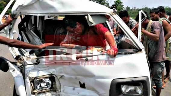 Tripura's increasing fatal road mishaps : Critical accident at Udaipur-Agartala National Highway left 1 seriously injured, referred in GB