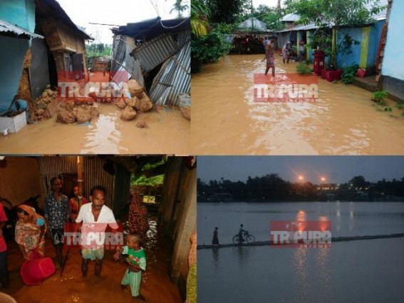Flood like situation across Northeast Tripura : landslides disrupt transport movement, house damages reported from Capital City