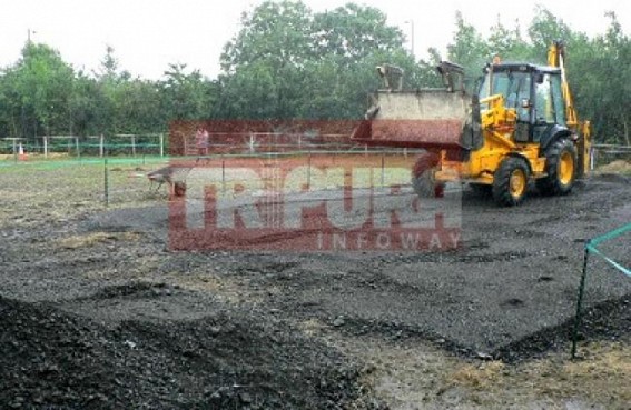 Labour safety under question mark in Tripura : one injured critically after fall down on hot pitch Labour safety under question mark in Tripura : one injured critically after fall down on hot pitch