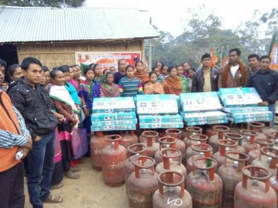Sabroom: BJP distributed free LPG connection to remote tribal beneficiaries