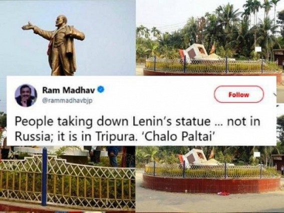 â€˜Itâ€™s Tripura, not Russiaâ€™ : Ram Madhav on Lenin's statue bulldozing 