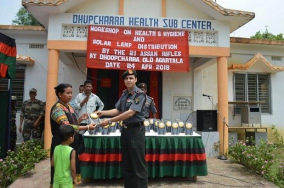 Assam Rifles distributes Sloar lamps at Dhupcherra Assam Rifles distributes Sloar lamps at Dhupcherra