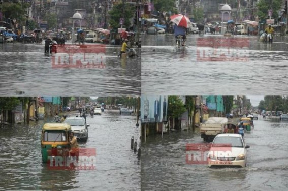30 minutes rain floods Agartala City, Citizens in suffer : Traffic Jam, water-logs hit normal lives