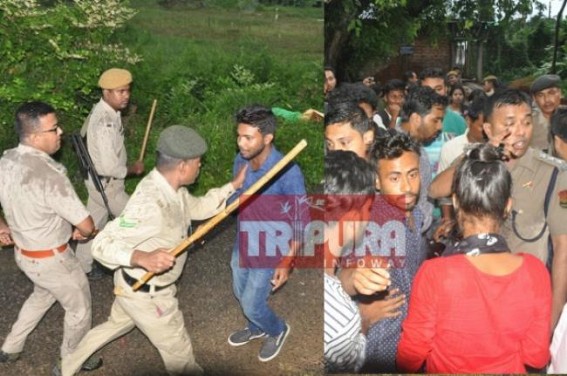 Chaos in Ramthakur College centering admission : Lathi charge, force imposed Chaos in Ramthakur College centering admission : Lathi charge, force imposed