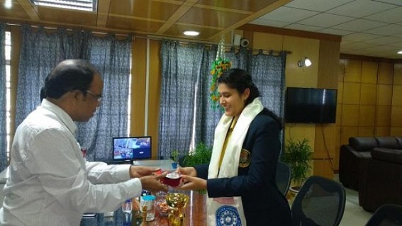 Tripura University felicitates Nistha Chakrabarty