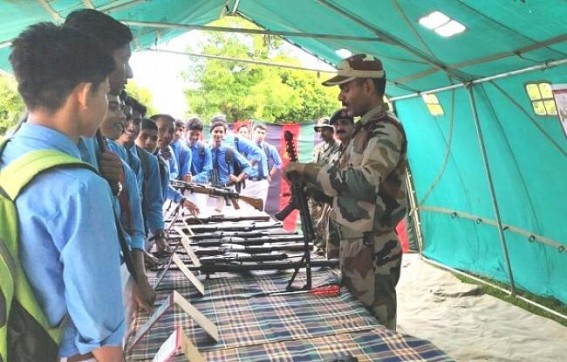 Weapon displayed by Assam Rifles before school students