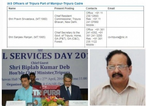 Tainted, 1988 electionâ€™s ballot-tempered charged IAS officer CRC-Tripura Bhavan Pravin Srivastavaâ€™s rank shown above Chief Secretary in State Portal 