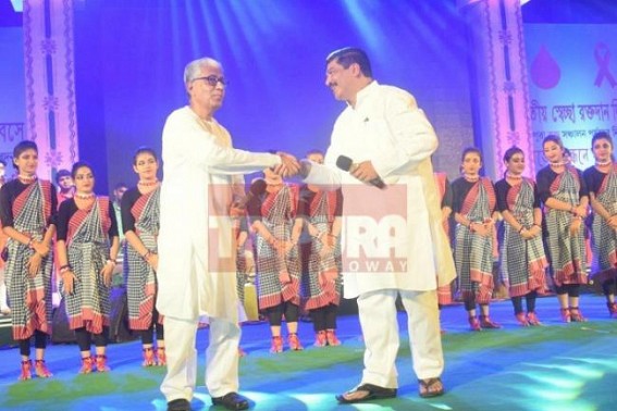 Health Minister honours Ex-CM Manik Sarkar for Tripura's Success-Rate in Blood Donation Campaigning on 'National Voluntary Blood Donation Day', calls for massive Blood Donations in coming days 