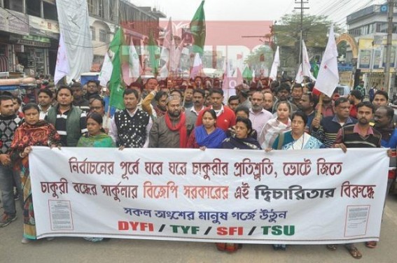 CPI-M youth wings marched protest against anti-employment circular