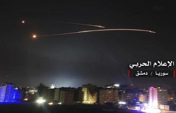 Syria's air defences intercept Israeli missiles over Damascus Syria's air defences intercept Israeli missiles over Damascus