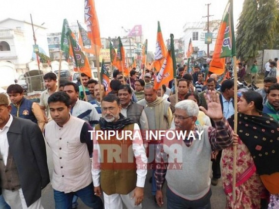 After 4 hrs of Election schedule announcement, BJP begins campaigning across Tripura After 4 hrs of Election schedule announcement, BJP begins campaigning across Tripura