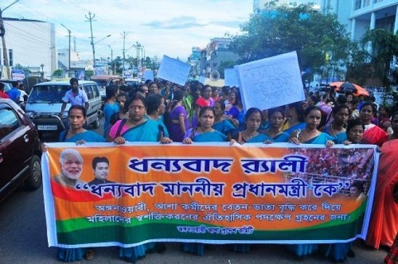 Anganwadi, Asha employees greet Modi Govt for hiking wages 
