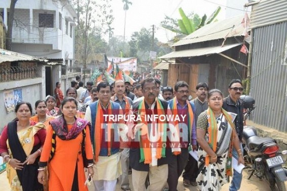 Poll violence spikes in Tripura amid model code of conduct : BJP erupts in massive protest against CPI-M at Agartala 